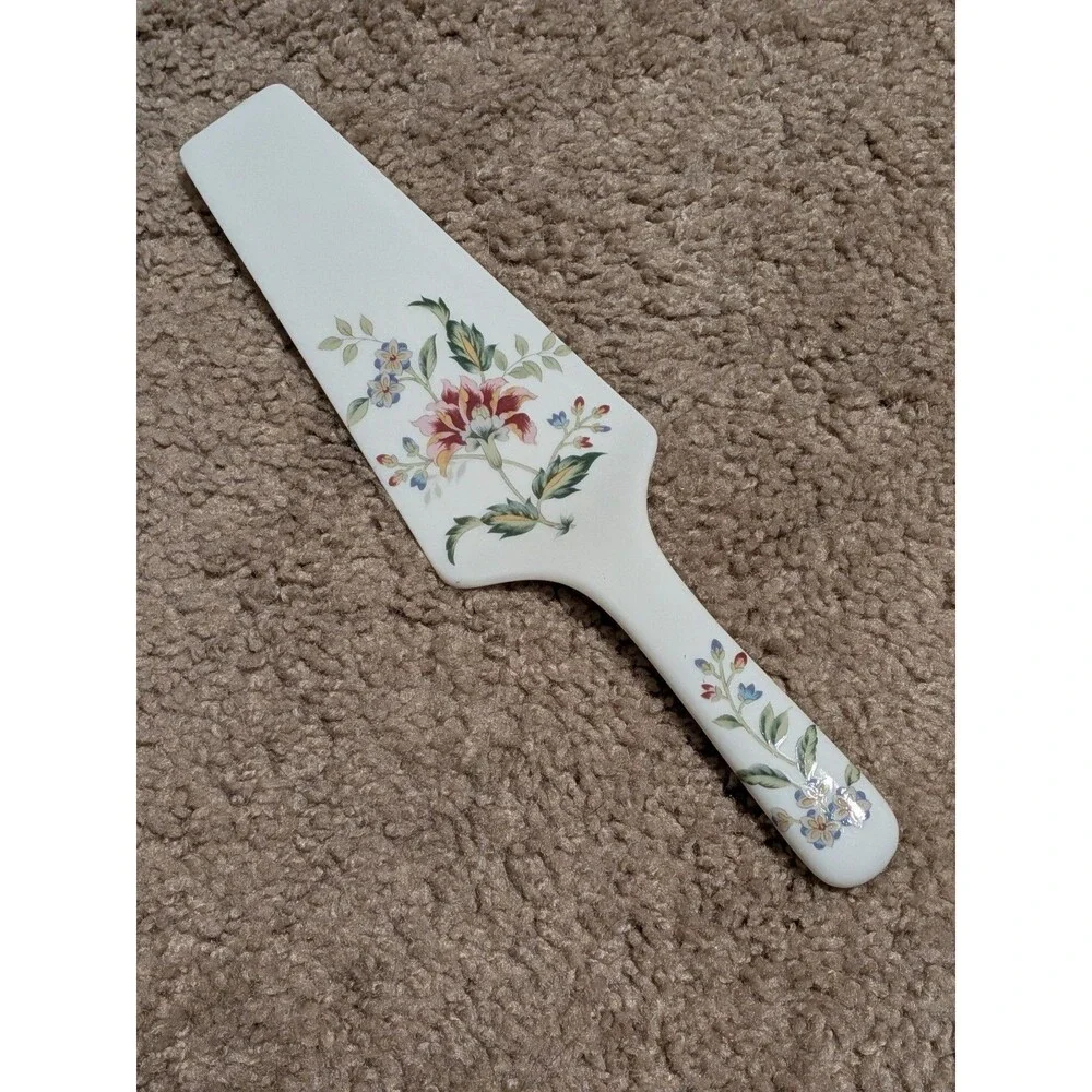 Vintage Andrea by Sadek, CAKE SERVER  Floral Pink Flowers Made in Japan